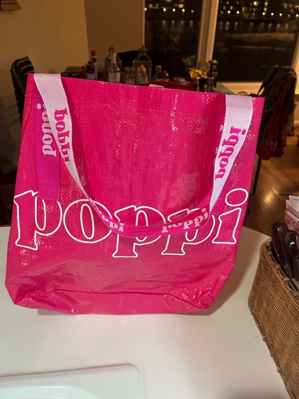 Poppie Pink Tote Bag with Logo Strap